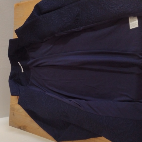 Chico's Navy Floral Jacquard Knit Topper Jacket Size US 4 - Picture 13 of 15